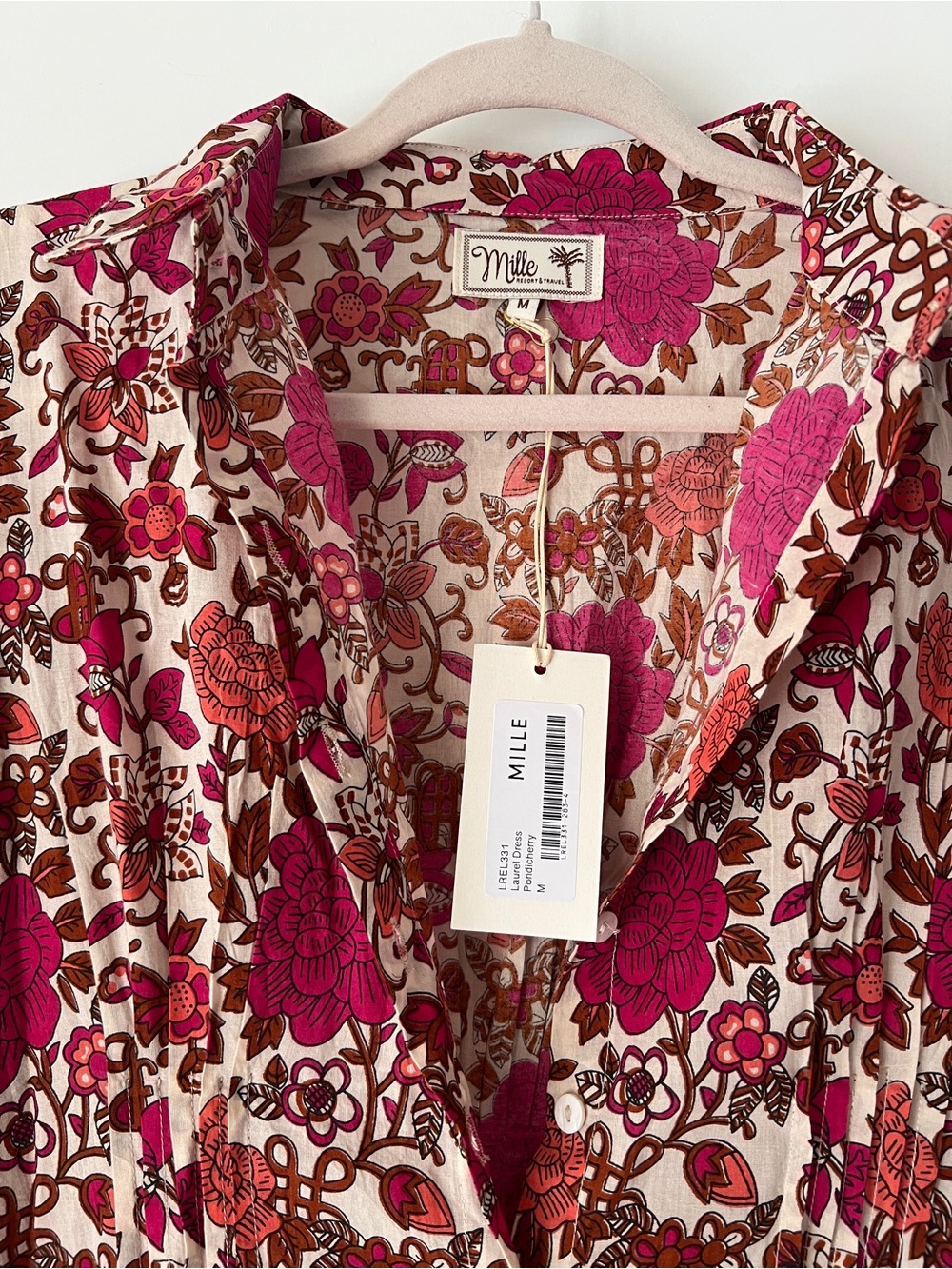 Mille Laurel Dress Floral Maxi in Pondicherry (Fuchsia and Cream) - NWT!! - Picture 3 of 16